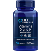 Vitamina D e K com Sea-Iodine 60 capsules LIFE Extension